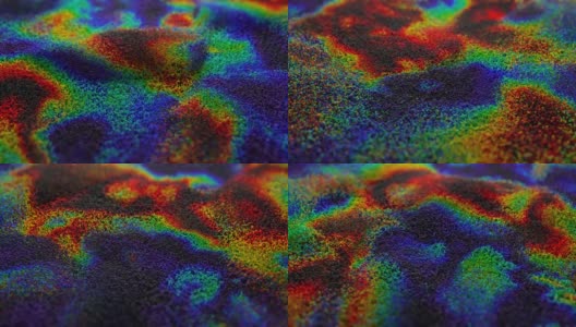 抽象背景与多色浮动粒子与景深。带有许多粒子的波。数字技术。未来的波。现代时尚的横幅或海报设计。三维动画高清在线视频素材下载
