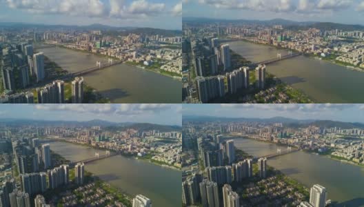 中国艳阳天珠海城著名居住街区滨江航拍全景4k时间推移高清在线视频素材下载