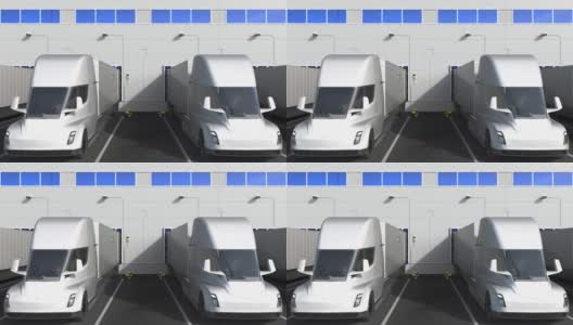 电动卡车在仓库码头与摩洛哥文本产品高清在线视频素材下载