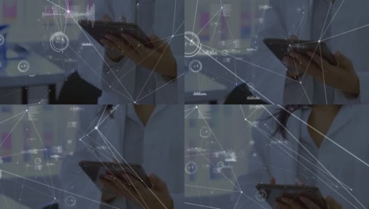 医生使用平板电脑进行网络连接和数据处理的动画高清在线视频素材下载