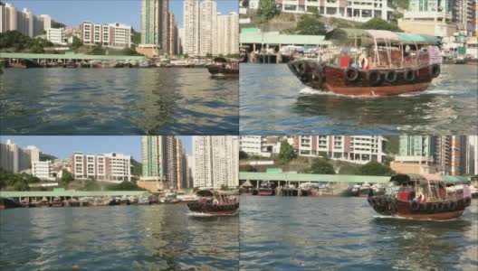 传统的中国舢板船离港高清在线视频素材下载