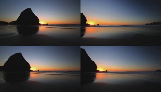 日落时分的奥克兰皮哈海滩高清在线视频素材下载