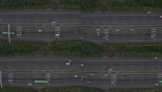 高速公路交通流量架空拍摄4k分辨率视频高清在线视频素材下载