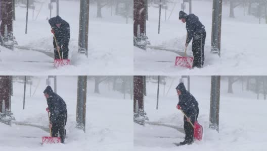 男人铲雪02高清在线视频素材下载