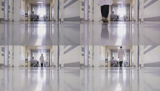 医生走过医院的长廊高清在线视频素材下载