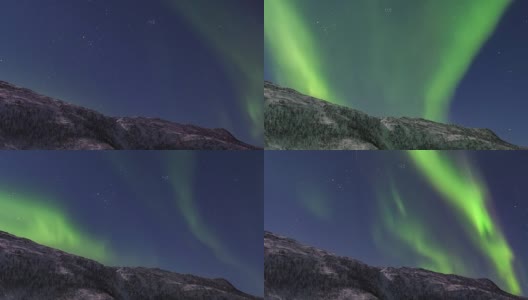 北极光，北极光或北极光在挪威夜空中的时间流逝高清在线视频素材下载