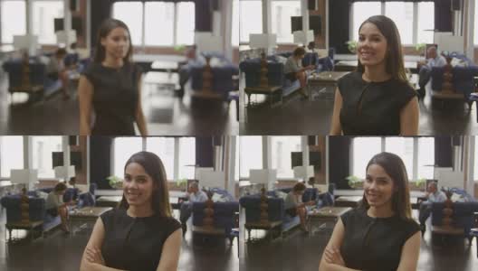 年轻女商人的肖像在办公室拍摄的R3D高清在线视频素材下载