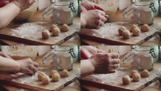 在家庭厨房准备果酱花生酱饼干高清在线视频素材下载