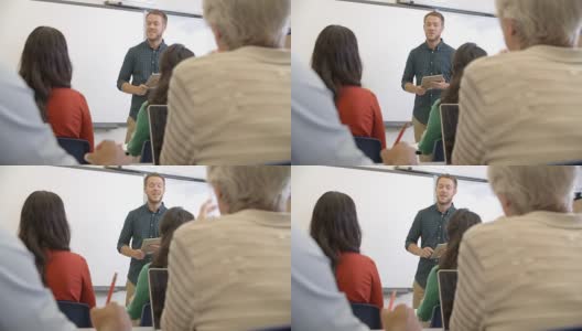正在上成人教育课的男老师，用R3D拍摄高清在线视频素材下载