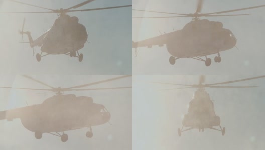 米-8直升机在空中高清在线视频素材下载