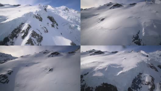 从空中俯瞰新西兰库克山国家公园的雪峰高清在线视频素材下载