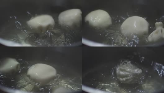 用沸水煮饺子高清在线视频素材下载