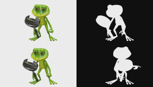 3D动画青蛙与阿尔法通道放大镜高清在线视频素材下载