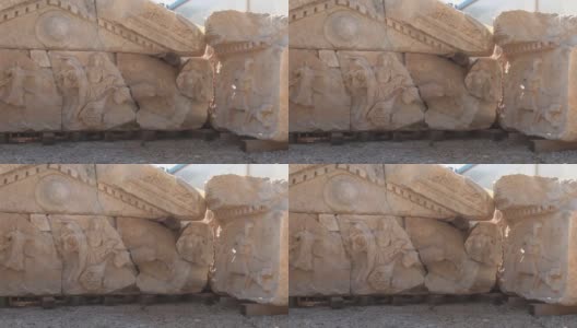 帕里翁古城的历史石棺。Canakkale高清在线视频素材下载