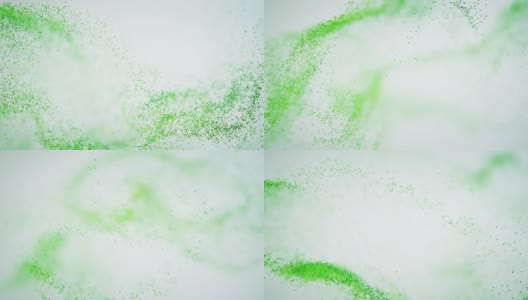 4k抽象粒子波背景-浅绿色，创意-美丽的彩色粉环高清在线视频素材下载
