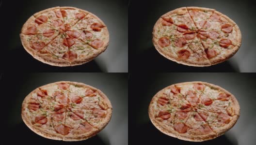 披萨在空中旋转(悬浮)高清在线视频素材下载