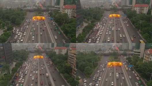 傍晚时分广州市区交通街道道路隧道航拍4k中国全景图高清在线视频素材下载