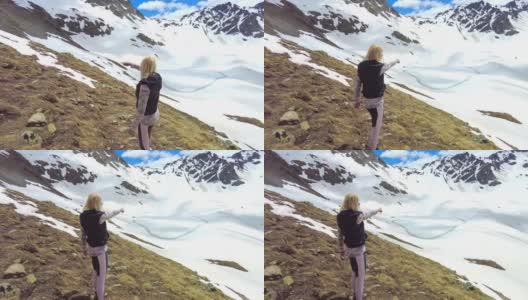 在瑞士的雪地里进行登山旅行高清在线视频素材下载