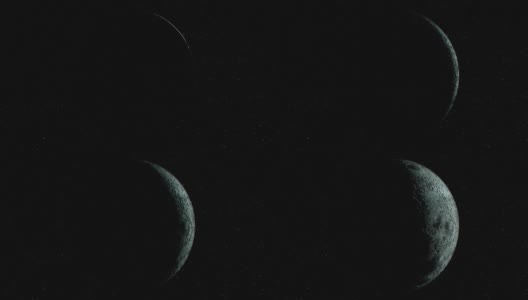 月亮在太空中旋转，背景是黑色的星星高清在线视频素材下载