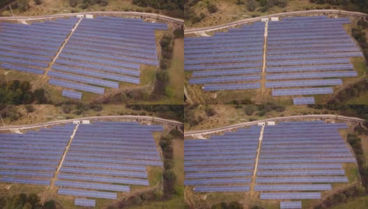 太阳能电池板或太阳能电池在太阳能农场在山区高清在线视频素材下载