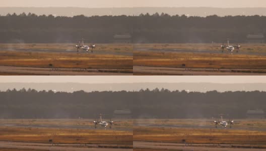 机场有涡轮螺旋桨飞机高清在线视频素材下载