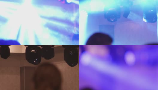 光束是由安装在舞台上的反射器产生的，男男女女在舞台上跳舞高清在线视频素材下载