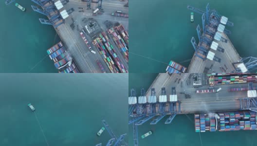航拍中国深圳盐田国际集装箱码头高清在线视频素材下载