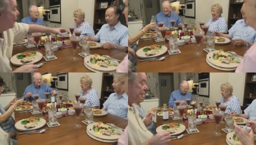 老年人一起用餐高清在线视频素材下载