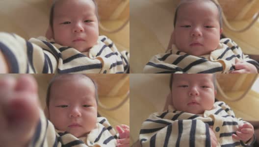 4K，选择性对焦，父母POV拍摄，日本女婴(2个月)。高清在线视频素材下载