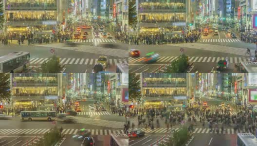 Time lapse: Pedestrians cross at Shibuya Crossing in Tokyo , Japan .高清在线视频素材下载