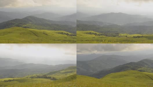 panning: grass-covered mountain range高清在线视频素材下载