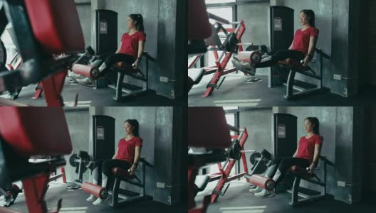 美女在健身房锻炼，慢动作高清在线视频素材下载