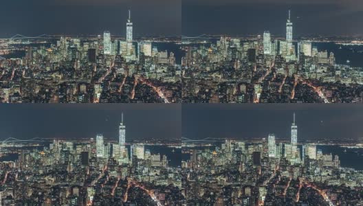 T/L HA PAN曼哈顿天际线/纽约的夜景高清在线视频素材下载