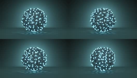 一堆发光的球体无缝循环3D渲染动画高清在线视频素材下载
