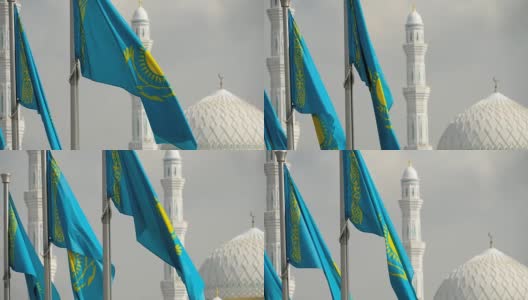 旗帜和清真寺的圆顶高清在线视频素材下载