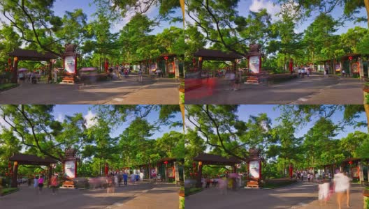 中国艳阳天珠海著名的新圆明拥挤公园全景4k时间高清在线视频素材下载