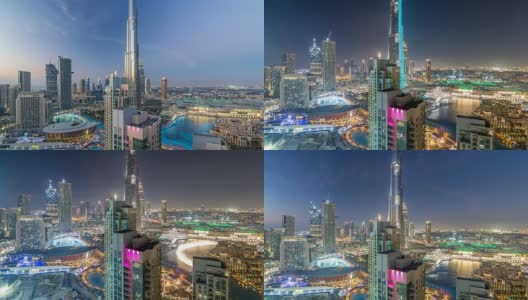 迪拜市中心从早到晚的时间流逝高清在线视频素材下载