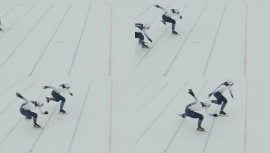 运动员在比赛中速度滑冰高清在线视频素材下载