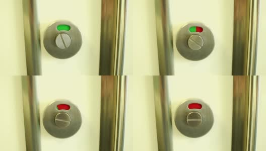 红色“关闭”标志的厕所门锁会变成绿色“打开”标志。高清在线视频素材下载
