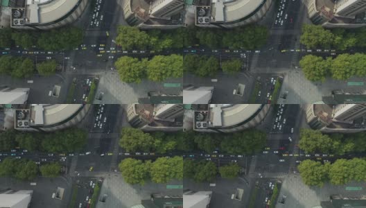 南京市市中心晴天交通十字路口高空俯仰全景4k中国高清在线视频素材下载