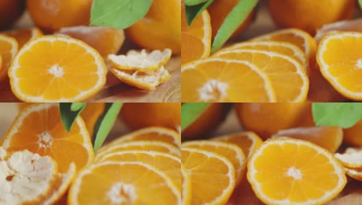 圆片的成熟的橘子慢慢旋转。高清在线视频素材下载