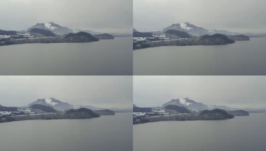 图恩图纳瑟湖冬天的无人机。高清在线视频素材下载