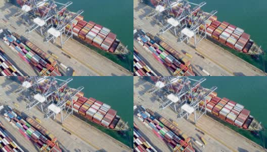 中国深圳盐田港集装箱码头航拍照片高清在线视频素材下载