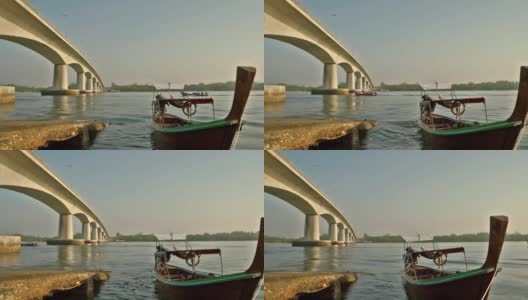 交通:Siri Lanta桥和长尾船高清在线视频素材下载