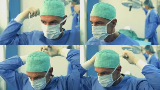 外科医生佩戴防护口罩;高清照片JPEG。高清在线视频素材下载
