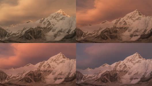 珠穆朗玛峰的晚霞高清在线视频素材下载