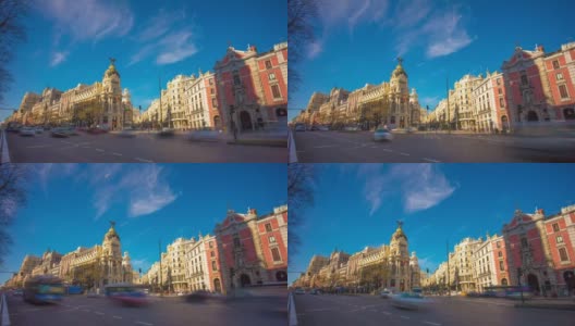 马德里阳光全景大都会建筑城市航拍4k时间流逝西班牙高清在线视频素材下载