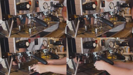 用咖啡机专业配制咖啡高清在线视频素材下载