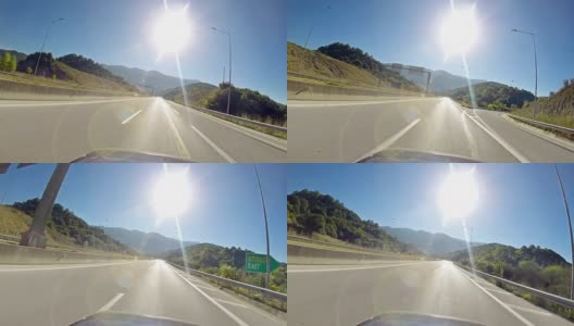 4k车辆视角在高速公路上朝着sun 2160p行驶高清在线视频素材下载