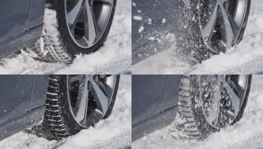 汽车被困在冬天，雪花喷在相机上高清在线视频素材下载